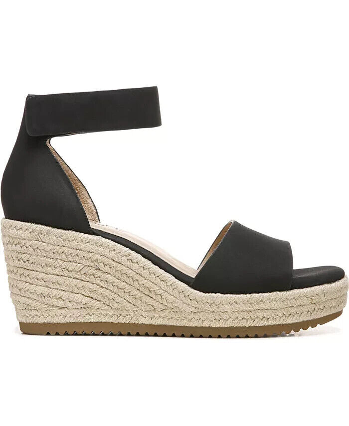 Soul Naturalizer Oakley Ankle Strap Wedge Sandals, Black Faux Nubuck, 11W