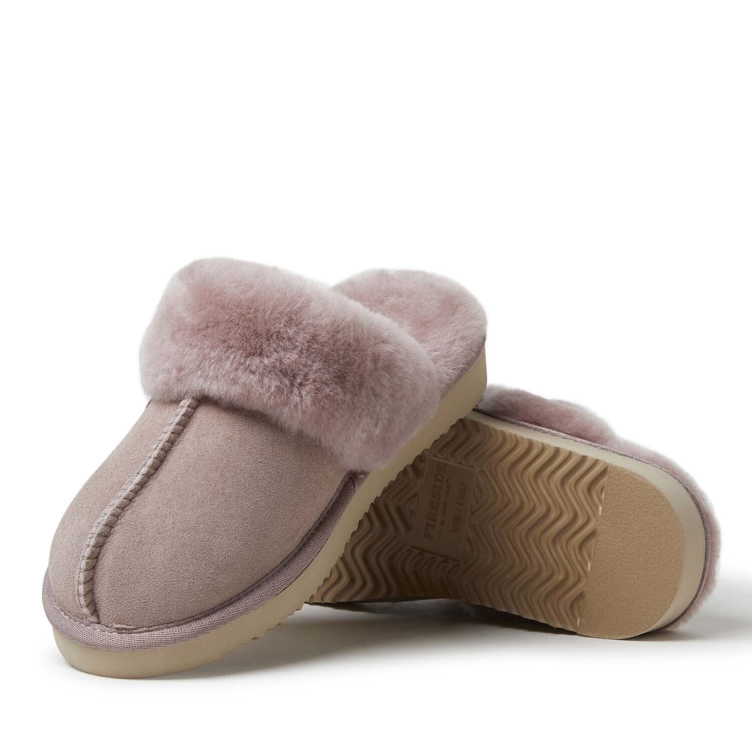 Dearfoams Women's Sydney Genuine Shearling Scuff Slipper, Pink, 7M