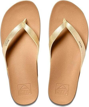 REEF Women's Cushion Court Flip-Flop Sandal, Tan/Champagne, 11M