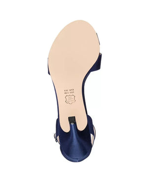 Nina Women's Venus Crisscross Stiletto Evening Sandals, Navy Satin, 7.5M