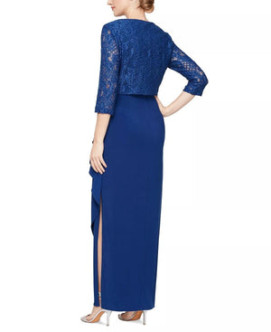 Alex Evenings Embellished Gown and Jacket Royal, Blue, Size 12