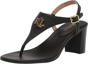 Lauren Ralph Lauren Women's Westcott II Tumbled Leather Sandals, Black, 9M