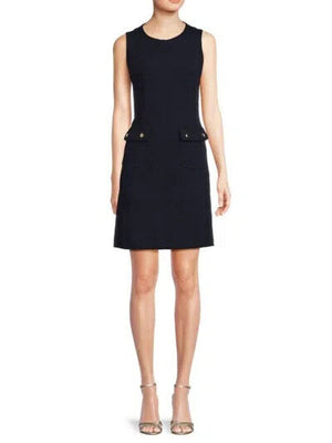 Tommy Hilfiger Women's Basketweave Roundneck Sheath Dress, Sky Captain, Size 12