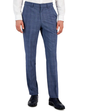 Hugo Boss Men's Modern-Fit Plaid Wool Blend Suit Trousers, Medium Blue Plaid 32R