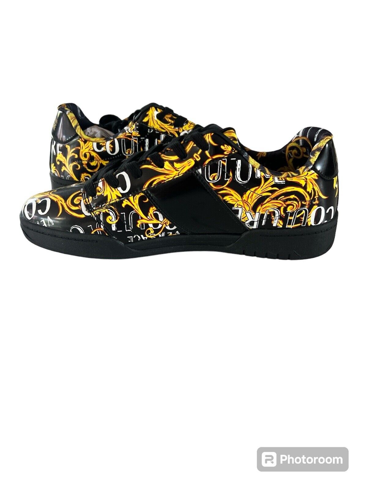 Versace Jeans Couture Black & Gold Brooklyn Sneakers-Black-Size 9