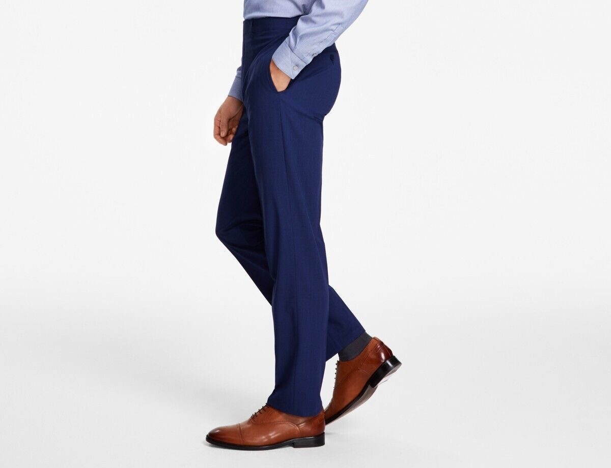 Calvin Klein Men's Slim-Fit Performance Dress Pants, Blue, 36x30