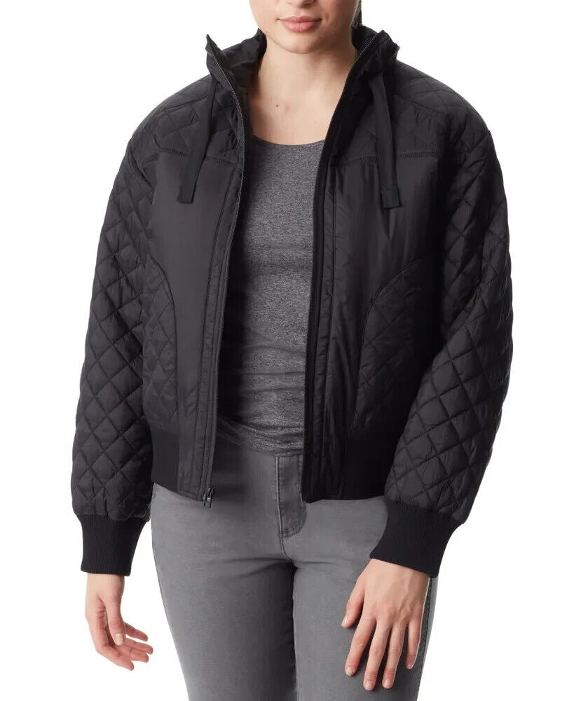 Bass Outdoor Women's Quilted-Trim Zip Bomber Jacket, Black, L