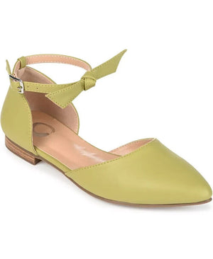 Journee Collection Women's Vielo Bow Ankle Strap Flats, Green, 8M