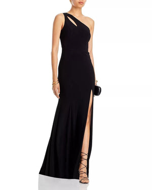 Aqua Velvet One-Shoulder Gown - 100% Exclusive, Black, Size 8