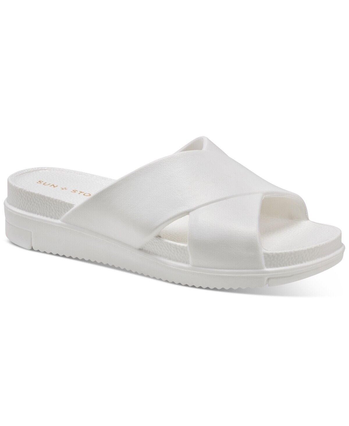 Sun + Stone Women's Islla Crisscross Slide Sandals,  White, 8M