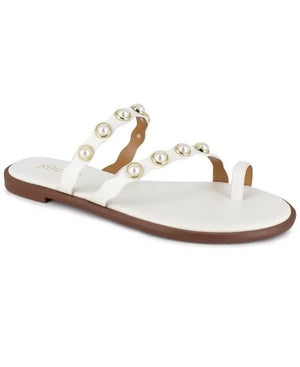 Kensie Women's Maltese Flat Sandals, Off White, 9M