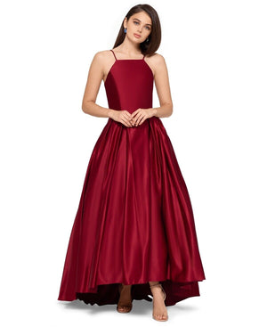 Betsy Adam Petite Satin Ball Gown, Red, Size 12P