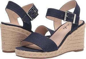 LifeStride  Women's Tango Wedge Espadrilles Sandals, Navy Canvas, 10M