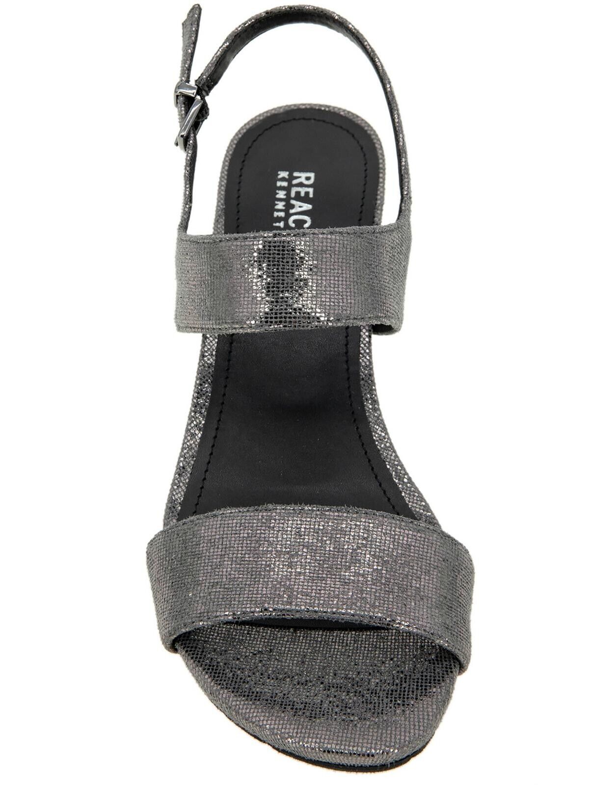 Kenneth Cole Reaction Dee Two Band  Faux Leather Buckle Slingback, Pewter, 7.5M