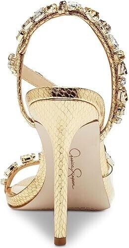 Jessica Simpson  Women's Jaycin Jewel Heeled Sandals, Gold Clear, 8M