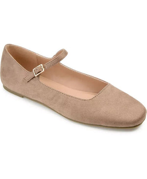 Journee Collection Women's Carrie Mary Jane Flats, Beige, 9M