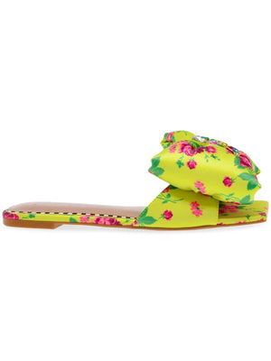 Betsey Johnson Women's Daisyy Satin Square Toe Slide Sandals, Multicolor, 6.5M