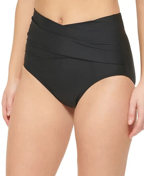 Calvin Klein High-Waist Cross-Over Tummy Control Biking Bottoms, Black, XXL