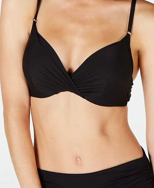 Calvin Klein Pleated Underwire Bikini Top, Black, M