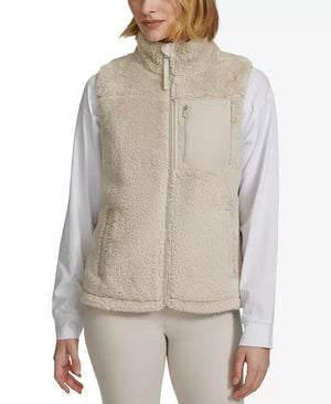 Calvin Klein Women's Sherpa Vest, Porcini, L