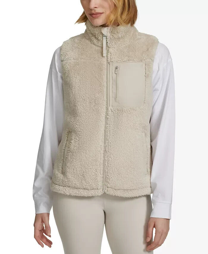 Calvin Klein Women's Sherpa Vest, Porcini, L