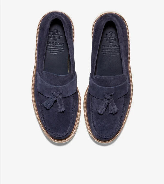 Cole Haan Men's American Classics Tassel Shoes, Navy Blazer Suede, 8.5