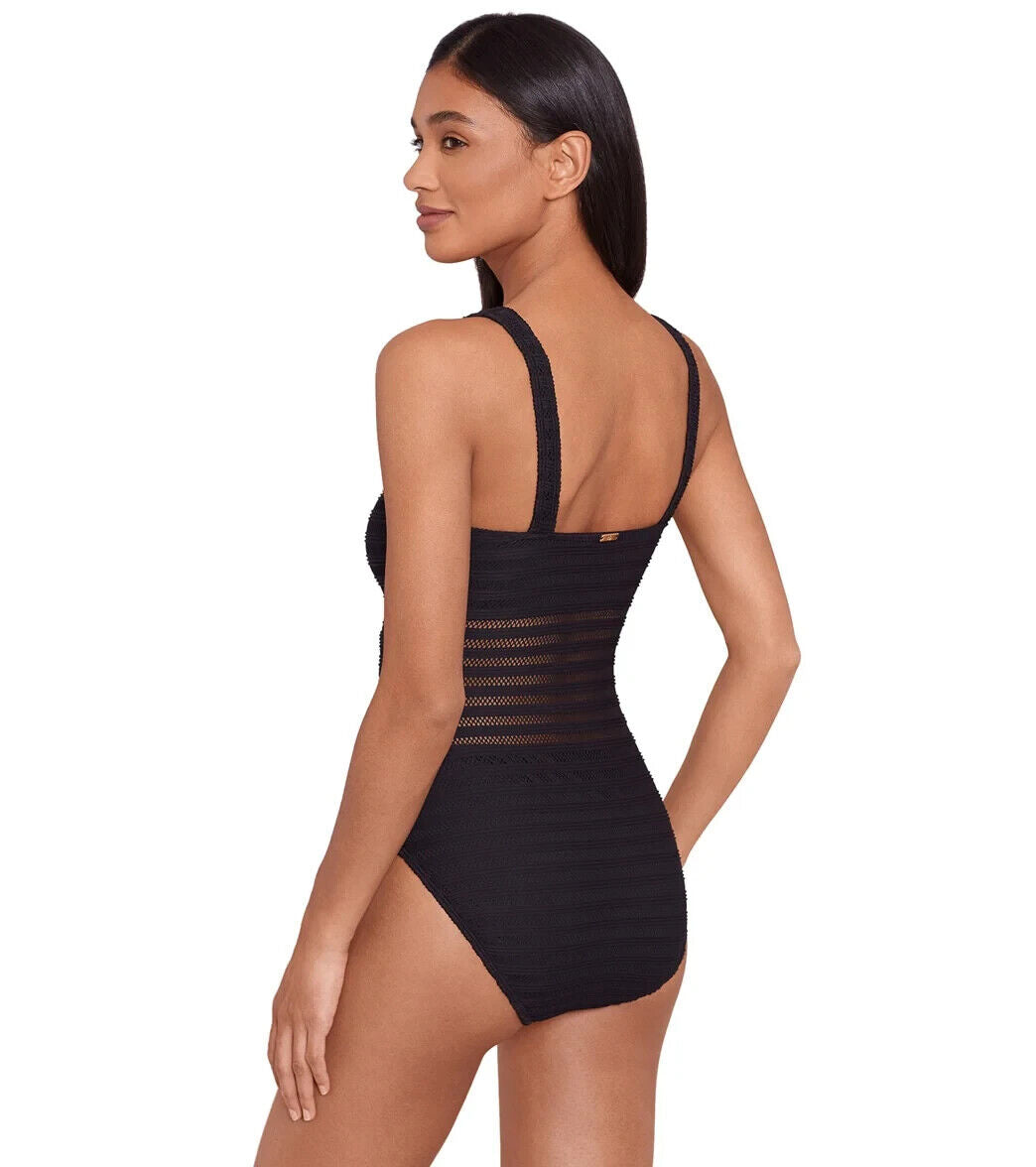 Lauren Ralph Women's Square-Neck One-Piece Swimsuit, Ottoman Mesh, 10