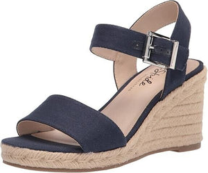 LifeStride  Women's Tango Wedge Espadrilles Sandals, Navy Canvas, 10M