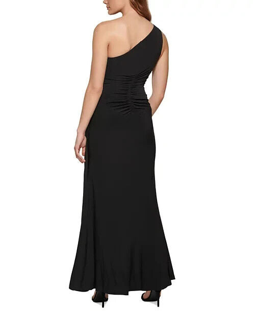 Vince Camuto Women's Ruched One-Shoulder Gown, Black, Size 10