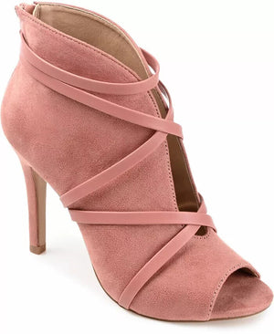 Journee Collection Women's Samara Peep Toe Stiletto Dress Booties, Pink, 7M