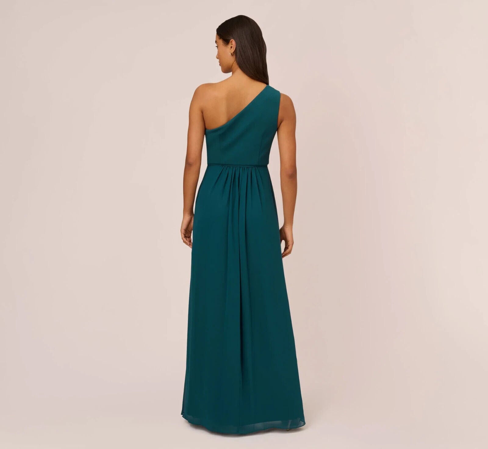 Adrianna Papell One-Shoulder Chiffon Gown, Color: Hunter, Size: 10