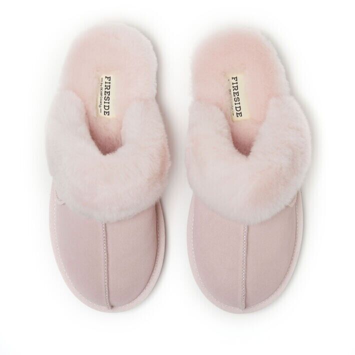 Fireside By Dearfoams Women's Sydney Geniune Shearling Scuff Slipper, Pink, 7M