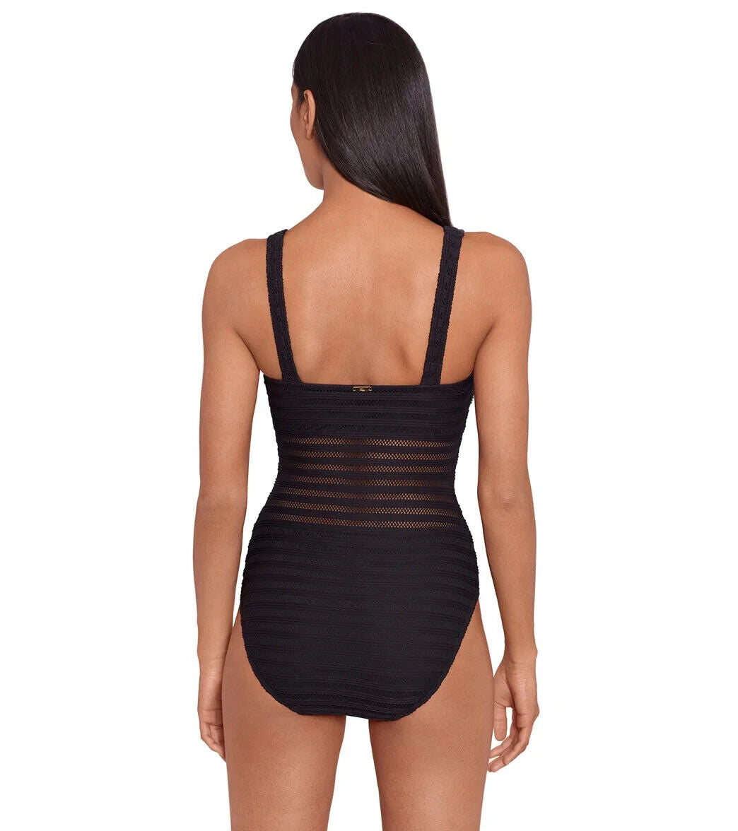 Lauren Ralph Women's Square-Neck One-Piece Swimsuit, Ottoman Mesh, 10