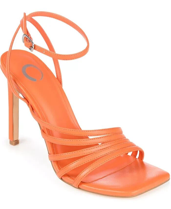 Journee Collection Women's  Strappy Stilettos Pump, Orange, 10M