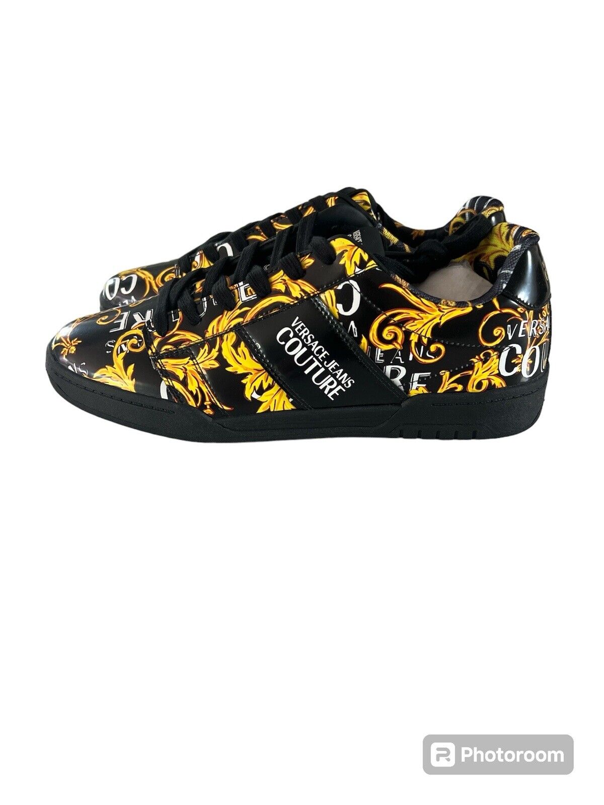 Versace Jeans Couture Black & Gold Brooklyn Sneakers-Black-Size 10