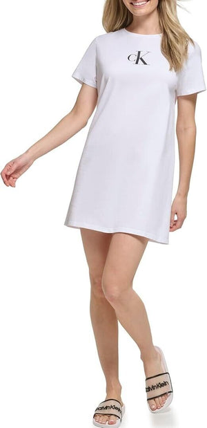 Calvin Klein Woman's Logo T-Shirt Dress Swim Cover-up, Soft White, XL