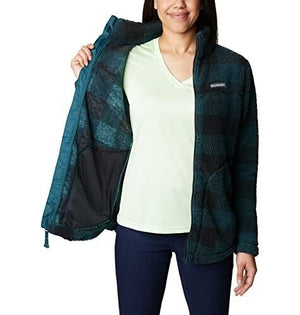 Columbia Women's West Bend Full Zipper Fleece Jacket, Night Wave Check, XL