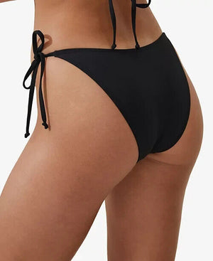 COTTON ON Women's Side-Tie Brazilian Bikini Bottoms, Black, S