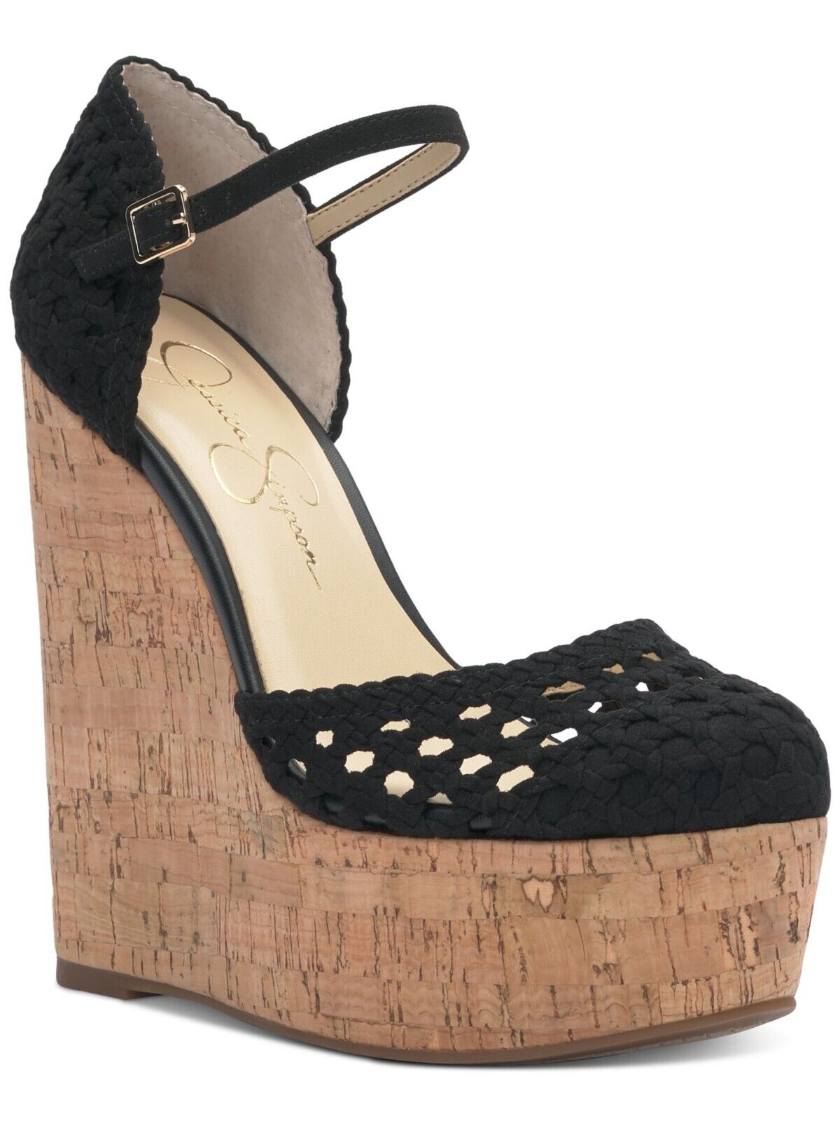 Jessica Simpson Marshela Ankle-Strap Platform Sandals, Black Microsuede, 11M