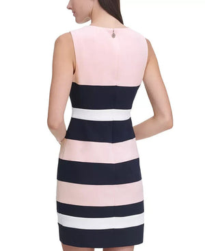 Tommy Hilfiger Women's Colorblock Shea Dress, Ballerina Pink/Navy/Ivory Size 12