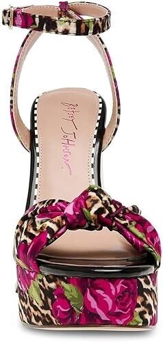 Betsey Johnson Women's Brylie Heeled Sandals,  Leopard Floral, 7.5M