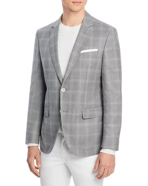 Boss Hutson Windowpane Plaid Slim Fit Sport Coat, Medium Gray, 44R