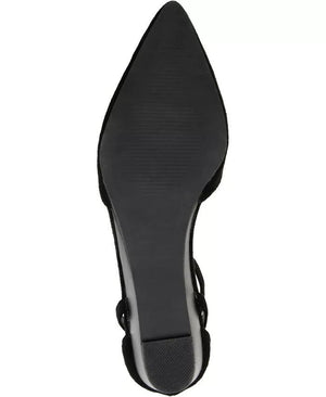 Journee Collection Women's Arkie Pointed Toe Ankle Strap Wedges, Black, 9M