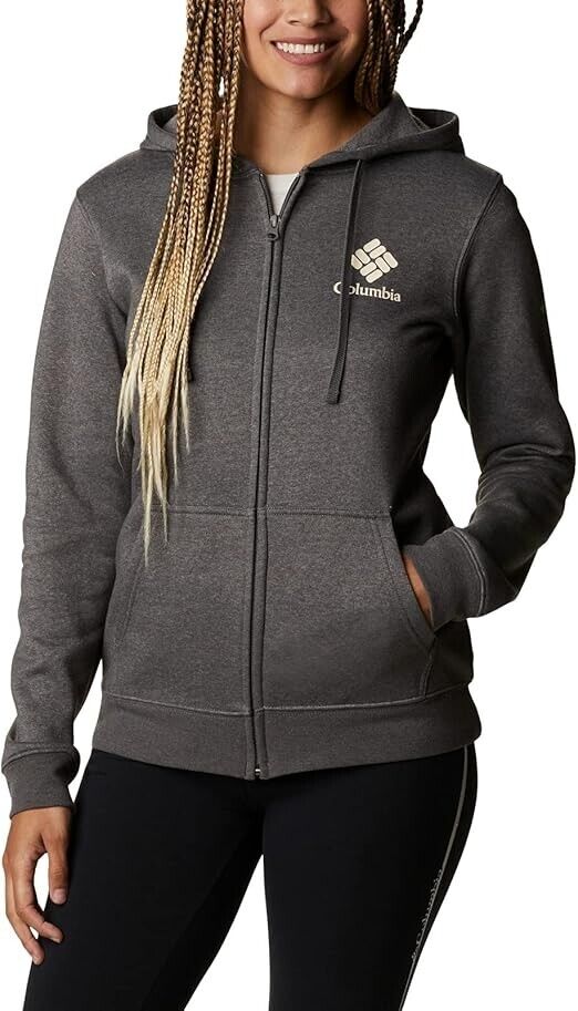 Columbia Women's Trek Graphic-Logo Full Zip Hoodie, Grey Heather, XXL