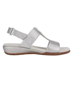 Easy Spirit Women's Hazel Open Toe Slingback Casual Sandals, Silver, 10M