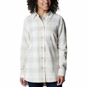 Columbia Women's Holly Hideaway Cotton Flannel Shirt, Sea Salt Buffalo, XXL