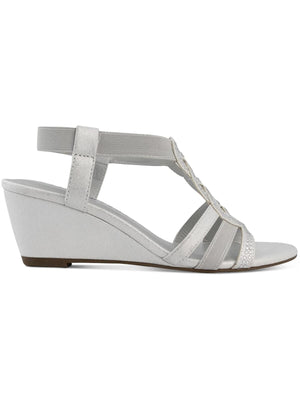 Karen Scott Women's Denice Embellished Slingback Wedge Sandals, Silver, 5.5M