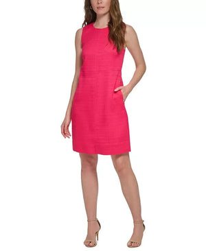 Tommy Hilfiger Women's Petite Hopsack Shift Dress, Magenta, Sizes 2P