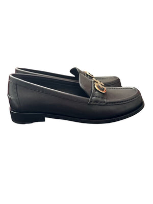 NEW Ferragamo Women's Ofelia Gancini Moc Toe Loafers, Nero, Size 9 9.5