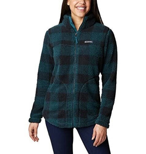 Columbia Women's West Bend Full Zipper Fleece Jacket, Night Wave Check, XL